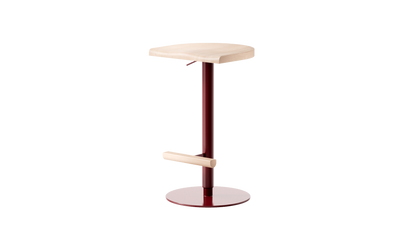 Tabouret ajustable Camarade en hêtre et acier, tourné vers la gauche