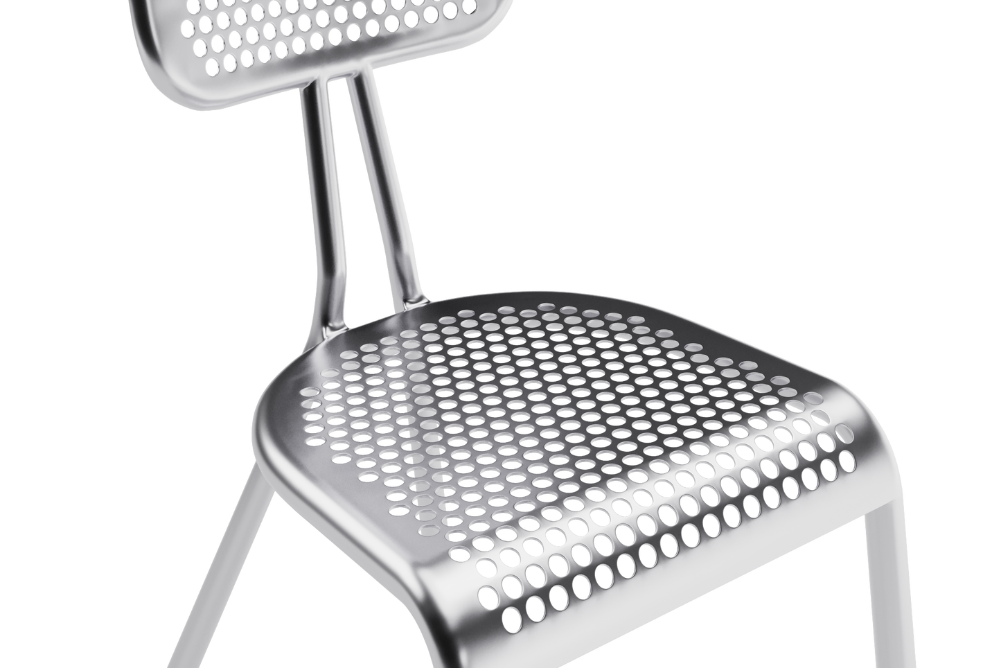 Gros plan assise chaise bloc métal aluminium 