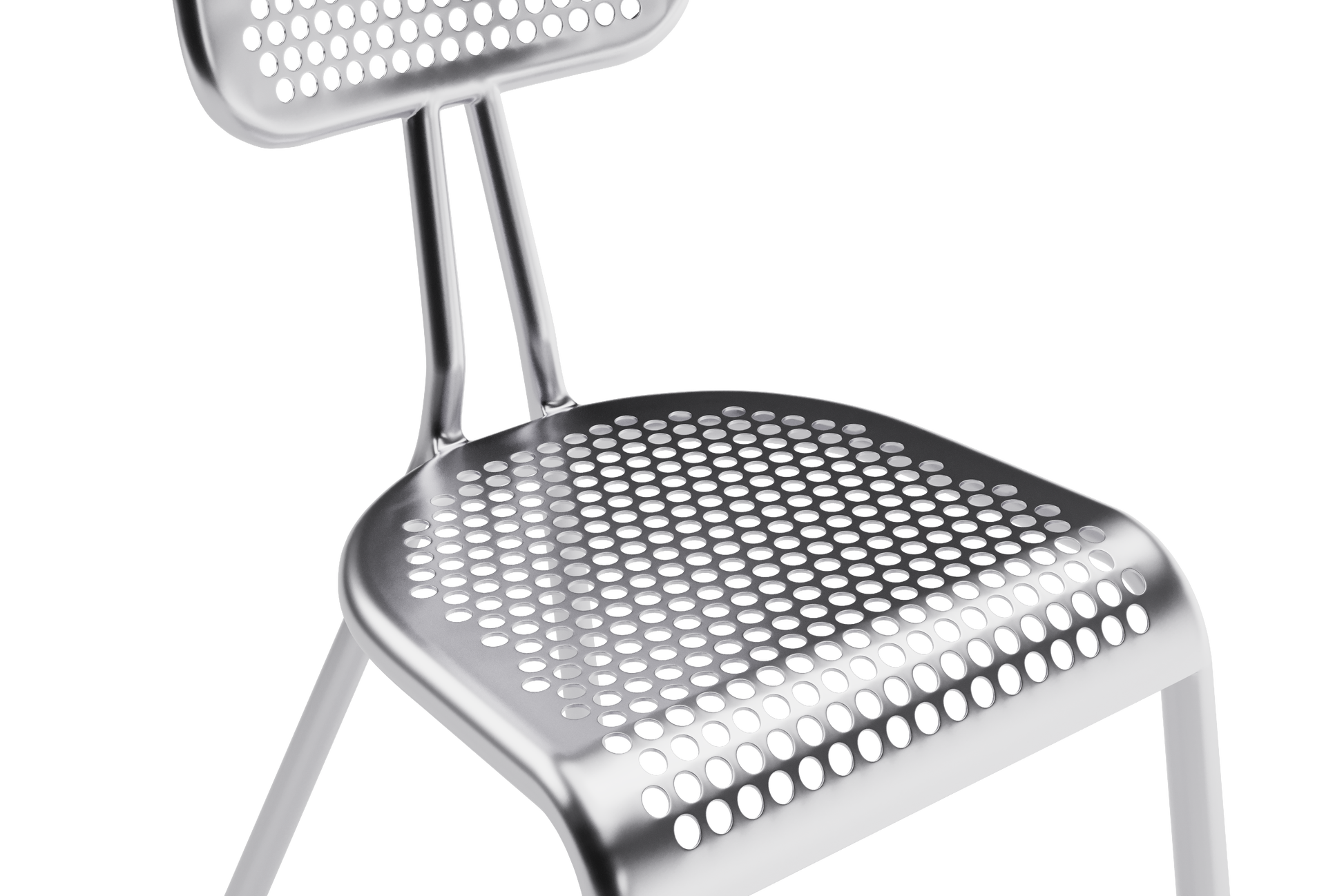 Gros plan assise chaise bloc métal aluminium 