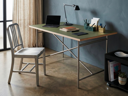 Desk with tabletop linoleum Modulor and chair Emeco — sustainable design furniture | Antifer