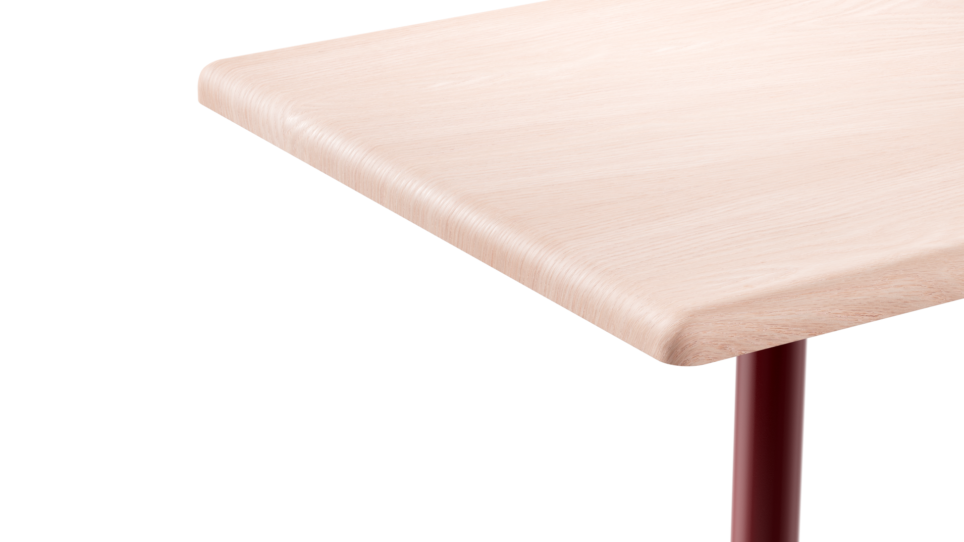 Gros plan sur le bois Table  ajustable 75 110 cm Camarade plateau hêtre massif & pied en acier couleur terre de sienne brulée; design big game