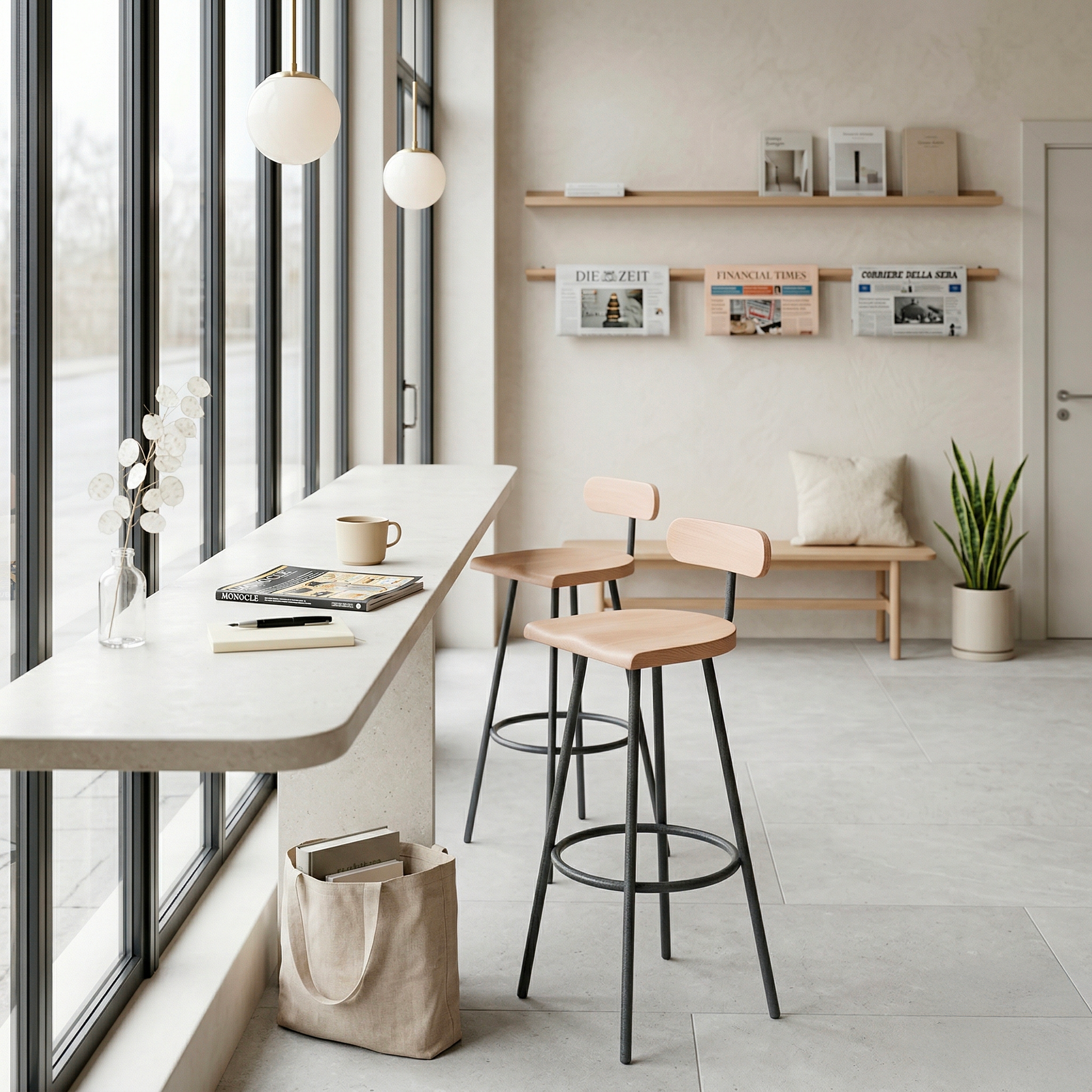 Bar stool Camarade solid beech and steel - Big-Game | Antifer