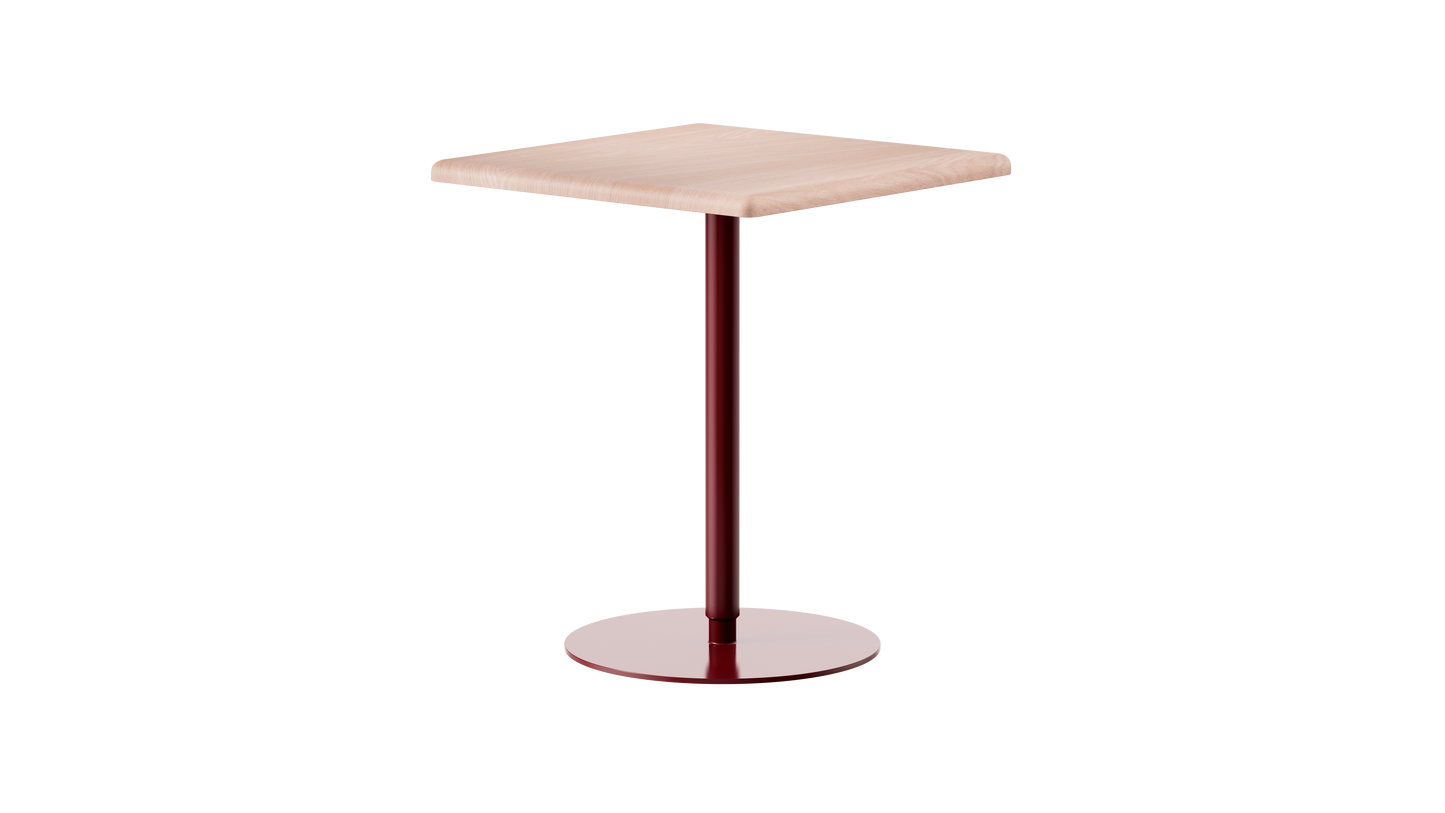 Table  ajustable 75 110 cm Camarade plateau hêtre massif & pied en acier couleur terre de sienne brulée; design big game