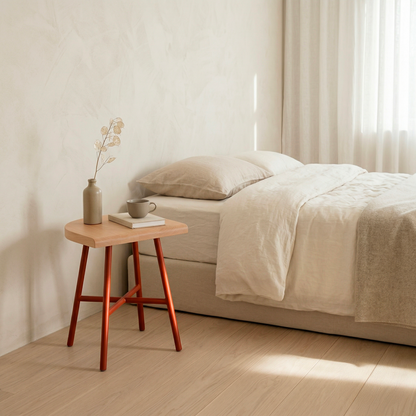 Stool Camarade as a bedside table zen — solid beech, Big Game design designed in Switzerland | Antifer