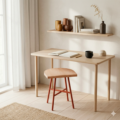Stool Camarade next to a desk — solid beech and steel, Big Game design versatile | Antifer