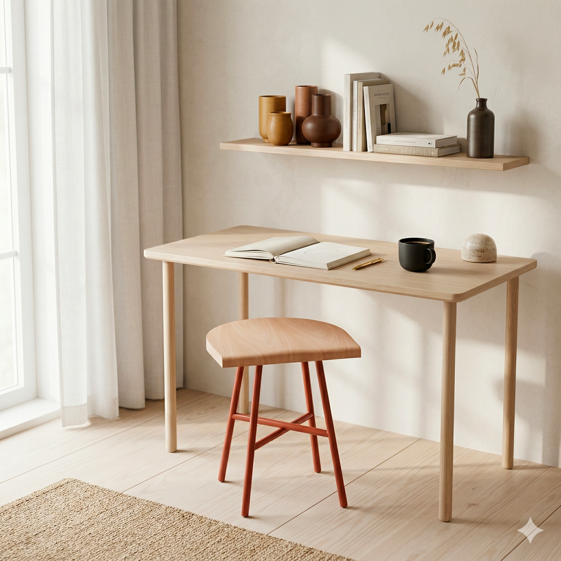 Tabouret bas Camarade hêtre massif & acier en ambiance lifestyle — design Big-Game | Antifer
