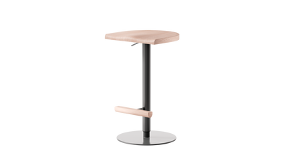 Camarade tabouret ajustable 58 79 cm assise hêtre massif et pieds en acier couleur ardoise vue de 3 4 gauche
