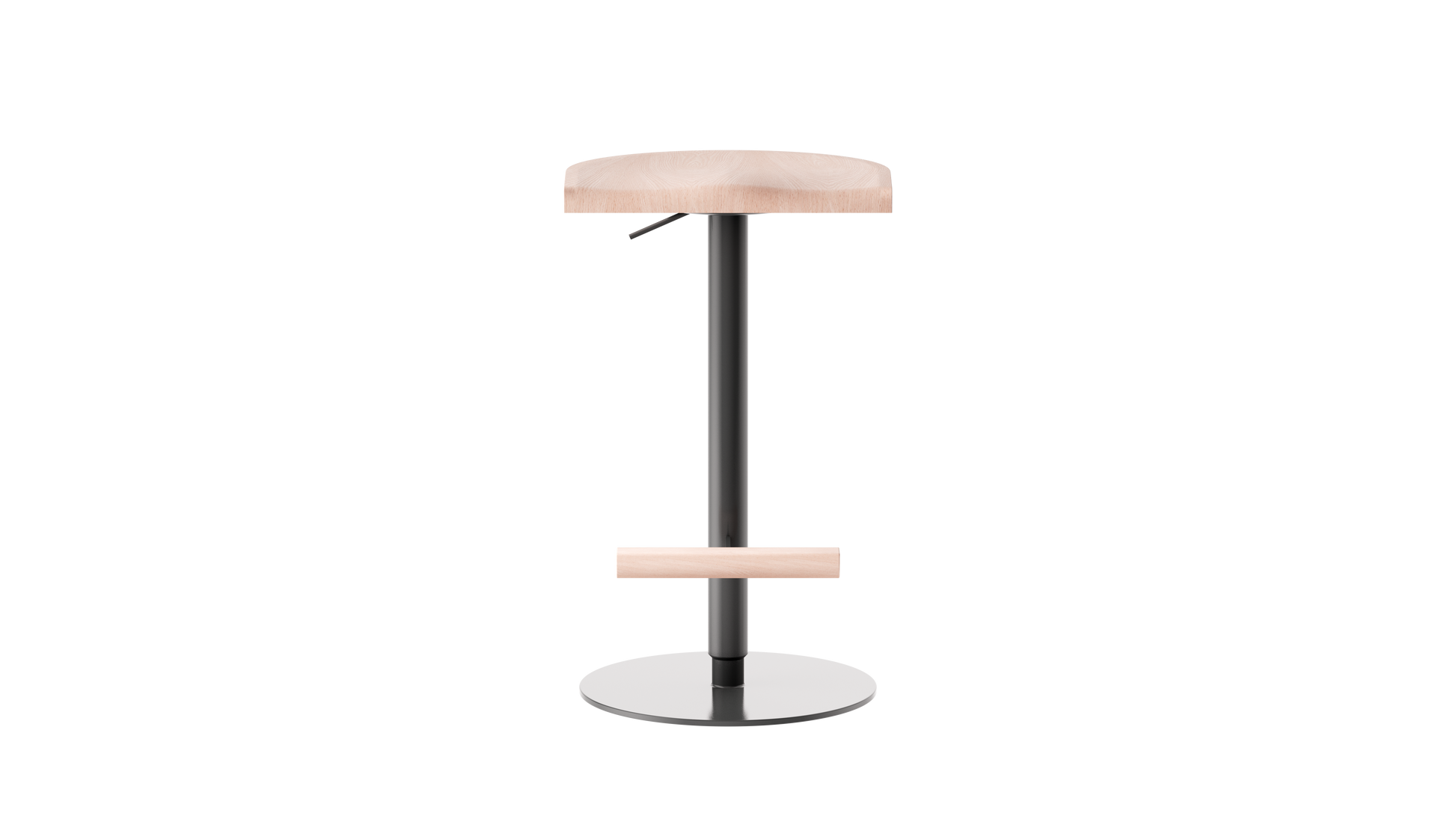 Camarade tabouret ajustable 58 79 cm assise hêtre massif et pieds en acier couleur ardoise vue de face