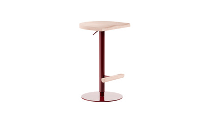 Camarade tabouret ajustable 58 79 cm assise hêtre massif et pieds en acier couleur terre de sienne brulée vue de 3 4 droite. Design Big Game