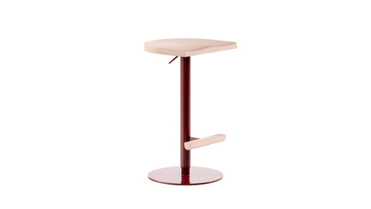Camarade tabouret ajustable 58 79 cm assise hêtre massif et pieds en acier couleur terre de sienne brulée vue de 3 4 droite. Design Big Game