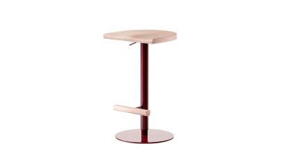 Camarade tabouret ajustable 58 79 cm assise hêtre massif et pieds en acier couleur terre de sienne brulée vue de 3 4 gauche. Design Big Game