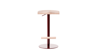 Camarade tabouret ajustable 58 79 cm assise hêtre massif et pieds en acier couleur terre de sienne brulée vue de face. Design Big Game