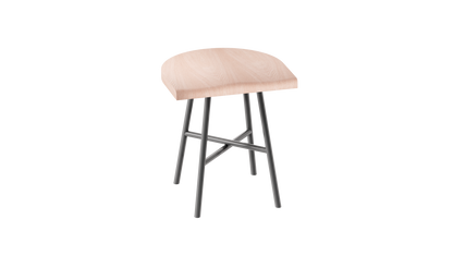 Camarade tabouret bas_45 cm assise hêtre massif pieds acier couleur ardoise vue de droite. Design Big Game