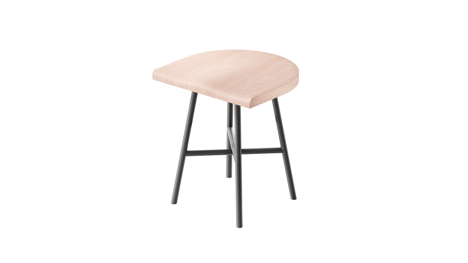 Camarade tabouret bas_45 cm assise hêtre massif pieds acier couleur ardoise vue de gauche. Design Big Game
