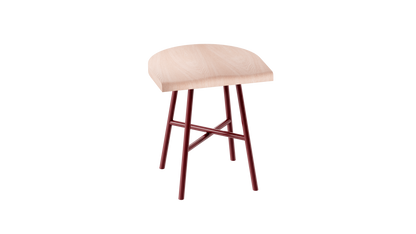 Camarade tabouret bas 45 cm assise hêtre massif pieds acier couleur terre de sienne brulée vue de droite. Design Big Game