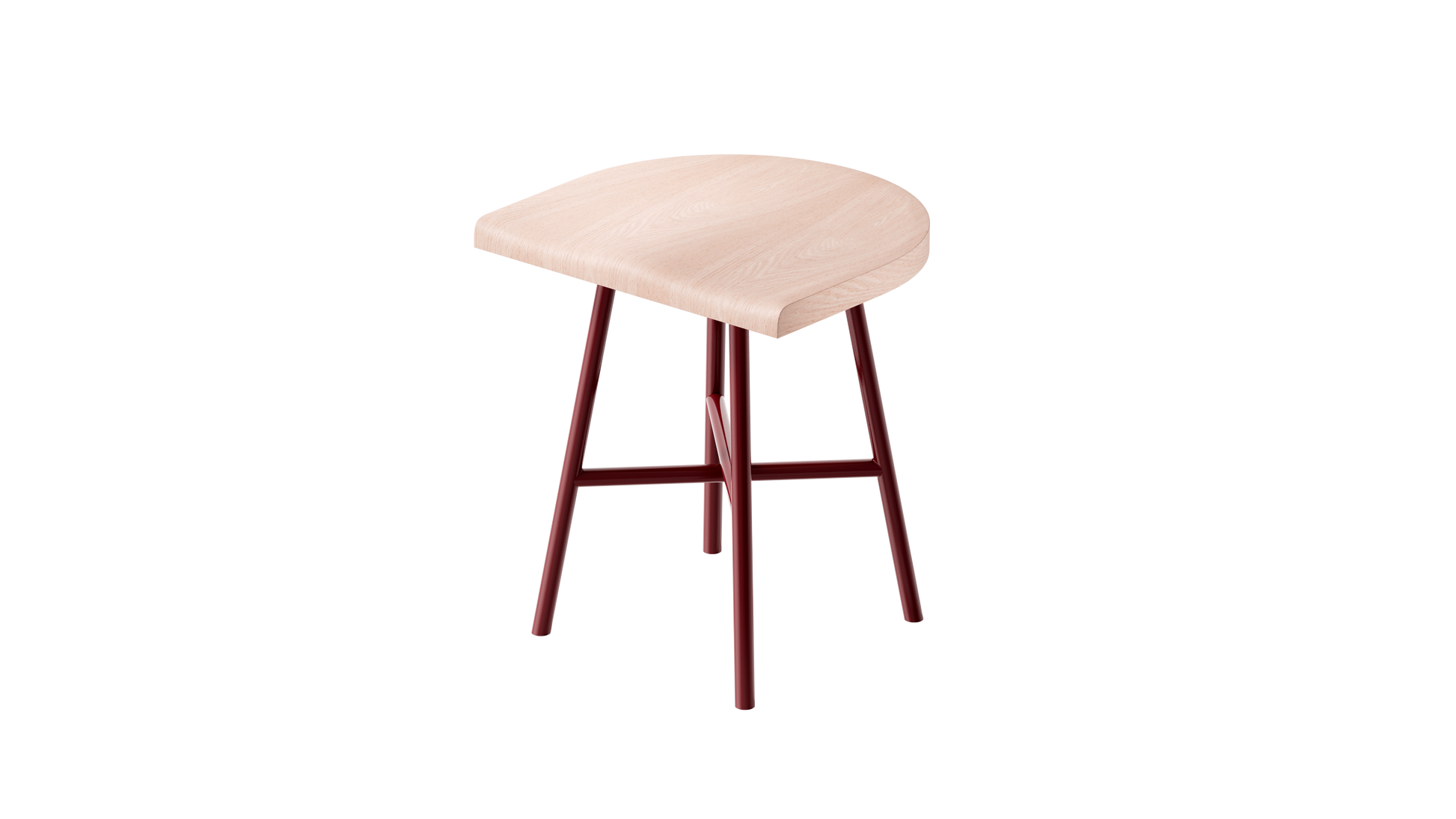 Camarade tabouret bas 45 cm assise hêtre massif pieds acier couleur terre de sienne brulée vue de gauche. Design Big Game
