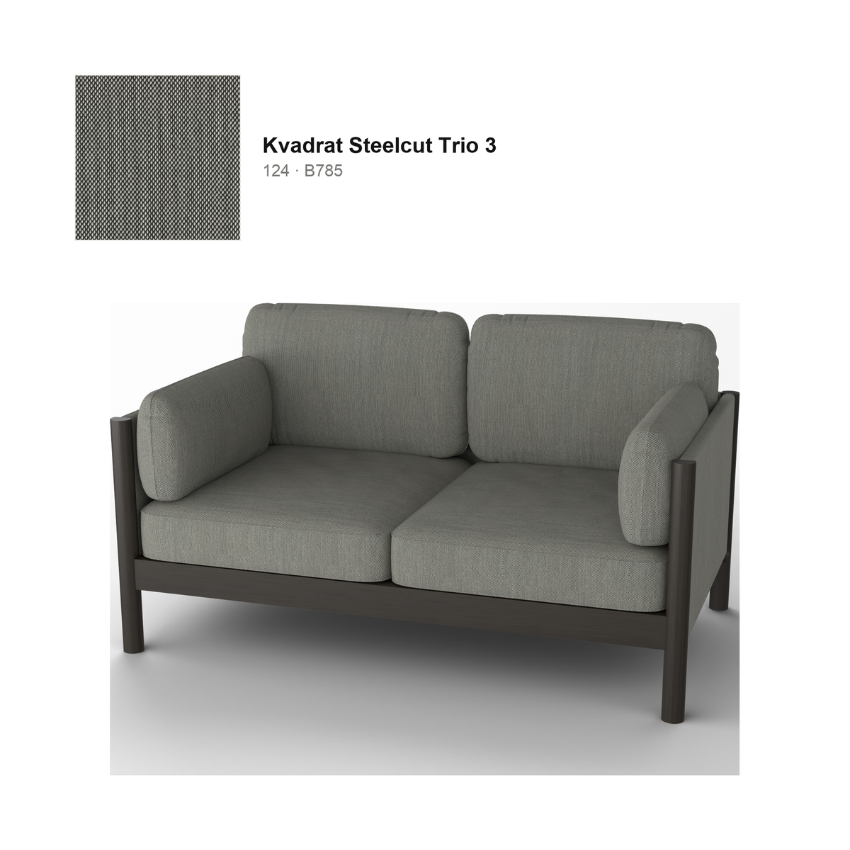 Sofá Castor Lobby Plus 2 plazas de roble teñido oscuro, tejido Kvadrat Steelcut Trio 3 en color 124 | Antifer