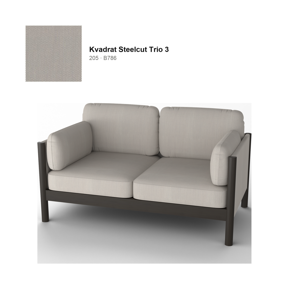 Sofá Castor Lobby Plus 2 plazas de roble teñido oscuro, tejido Kvadrat Steelcut Trio 3 en color 205 | Antifer