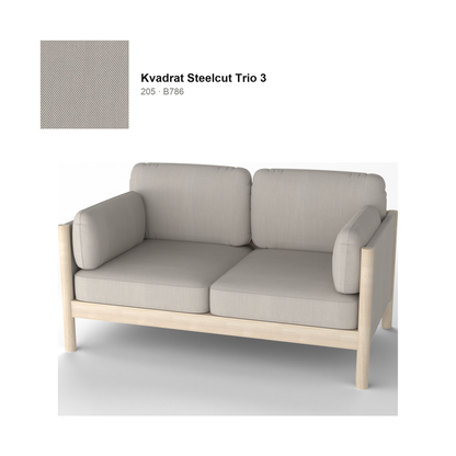 Sofá Castor Lobby Plus 2 plazas de roble natural, tejido Kvadrat Steelcut Trio 3 en color 205 | Antifer