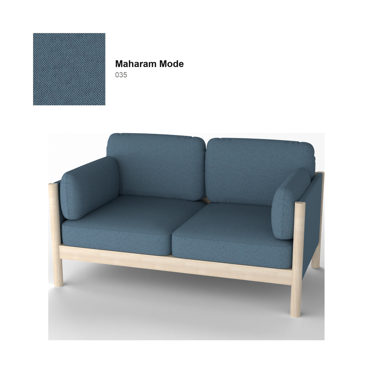 Sofá Castor Lobby Plus 2 plazas de roble natural, tejido Maharam Mode en color 035 — Karimoku New Standard | Antifer
