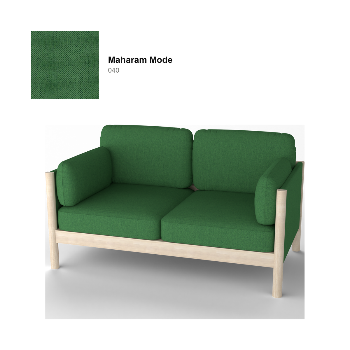 Sofá Castor Lobby Plus 2 plazas de roble natural, tejido Maharam Mode en color 040 — Karimoku New Standard | Antifer