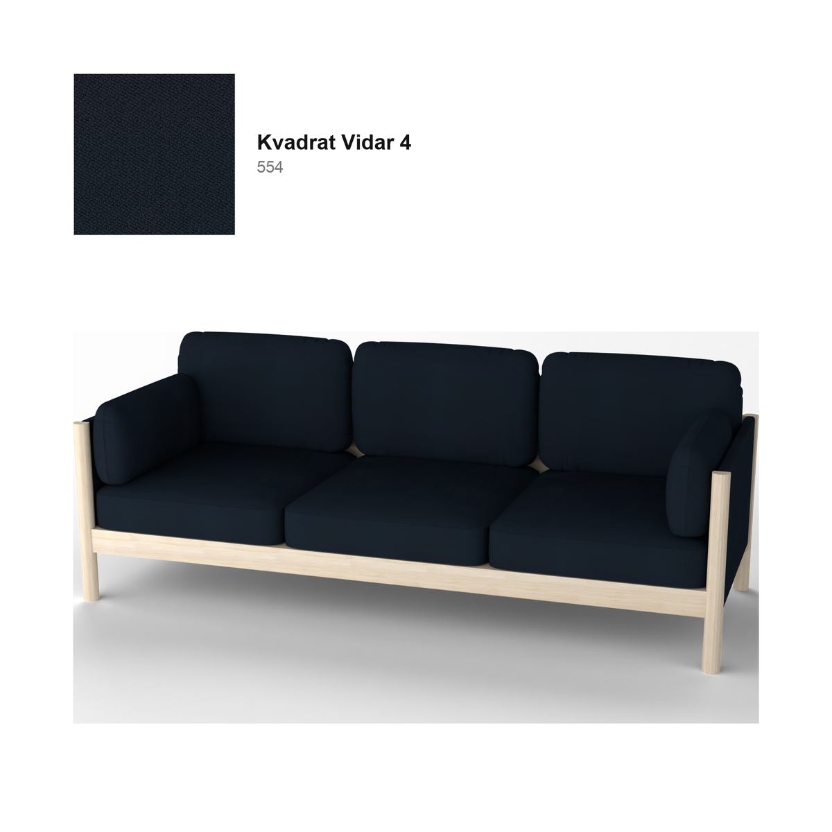 Castor Lobby Plus 3-Sitzer-Sofa aus Eiche natur, Stoff Kvadrat Vidar 4 in Farbe 554 — Karimoku New Standard | Antifer