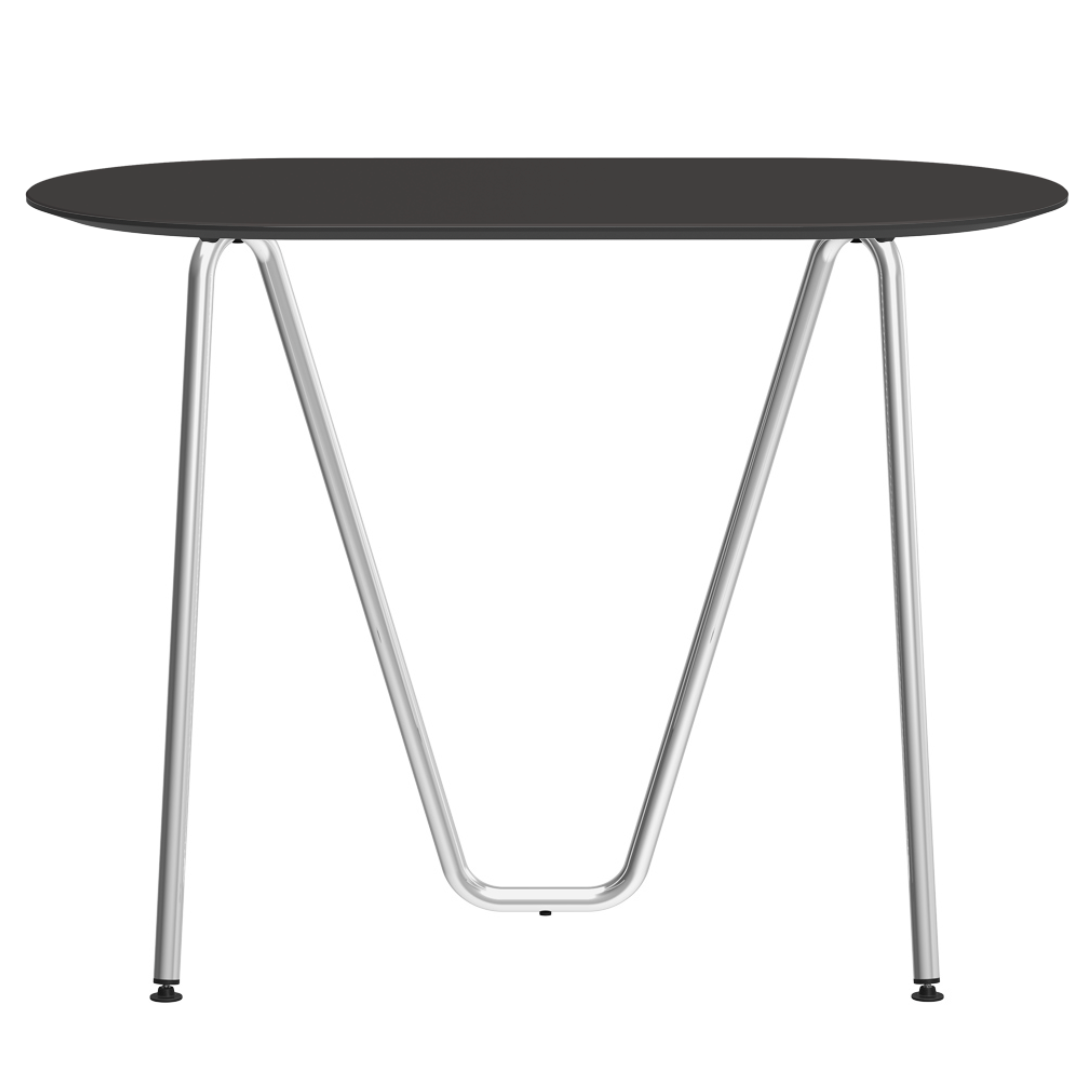 Console bureau d'appoint sur tréteaux Sinus design Daniel Lorch. Pied chrome, plateau couleur anthracite