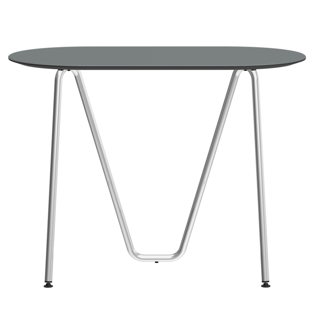 Console bureau d'appoint sur tréteaux Sinus design Daniel Lorch. Pied chrome, plateau couleur gris cendre