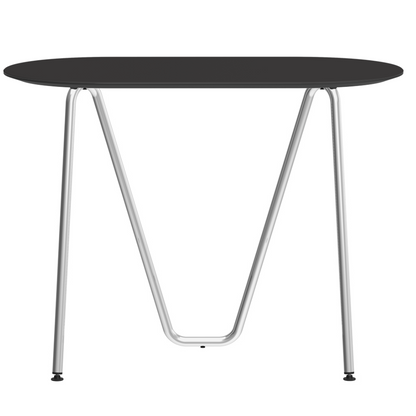 Console bureau d'appoint sur tréteaux Sinus design Daniel Lorch. Pied chrome, plateau couleur noire