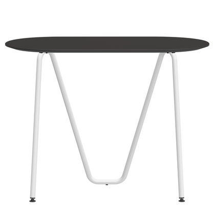 Console bureau d'appoint sur tréteaux Sinus design Daniel Lorch. Pied blanc, plateau couleur anthracite