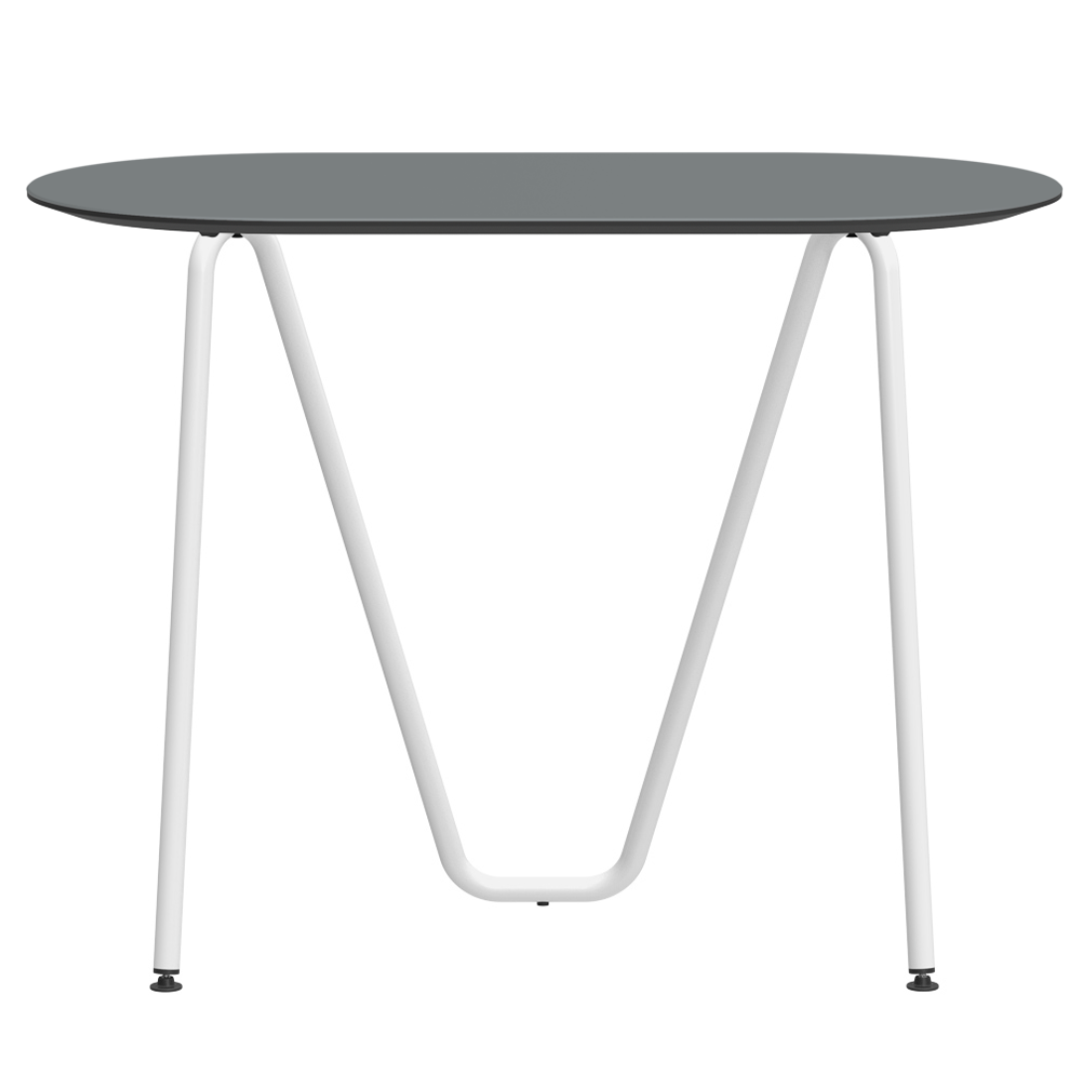 Console bureau d'appoint sur tréteaux Sinus design Daniel Lorch. Pied blanc, plateau couleur gris cendre