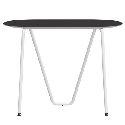 Console bureau d'appoint sur tréteaux Sinus design Daniel Lorch. Pied blanc, plateau couleur noire