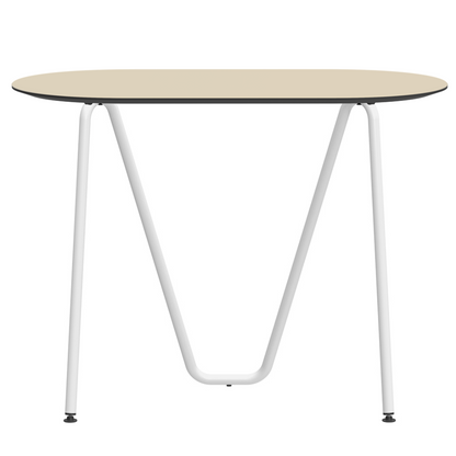 Console bureau d'appoint sur tréteaux Sinus design Daniel Lorch. Pied blanc, plateau couleur perle