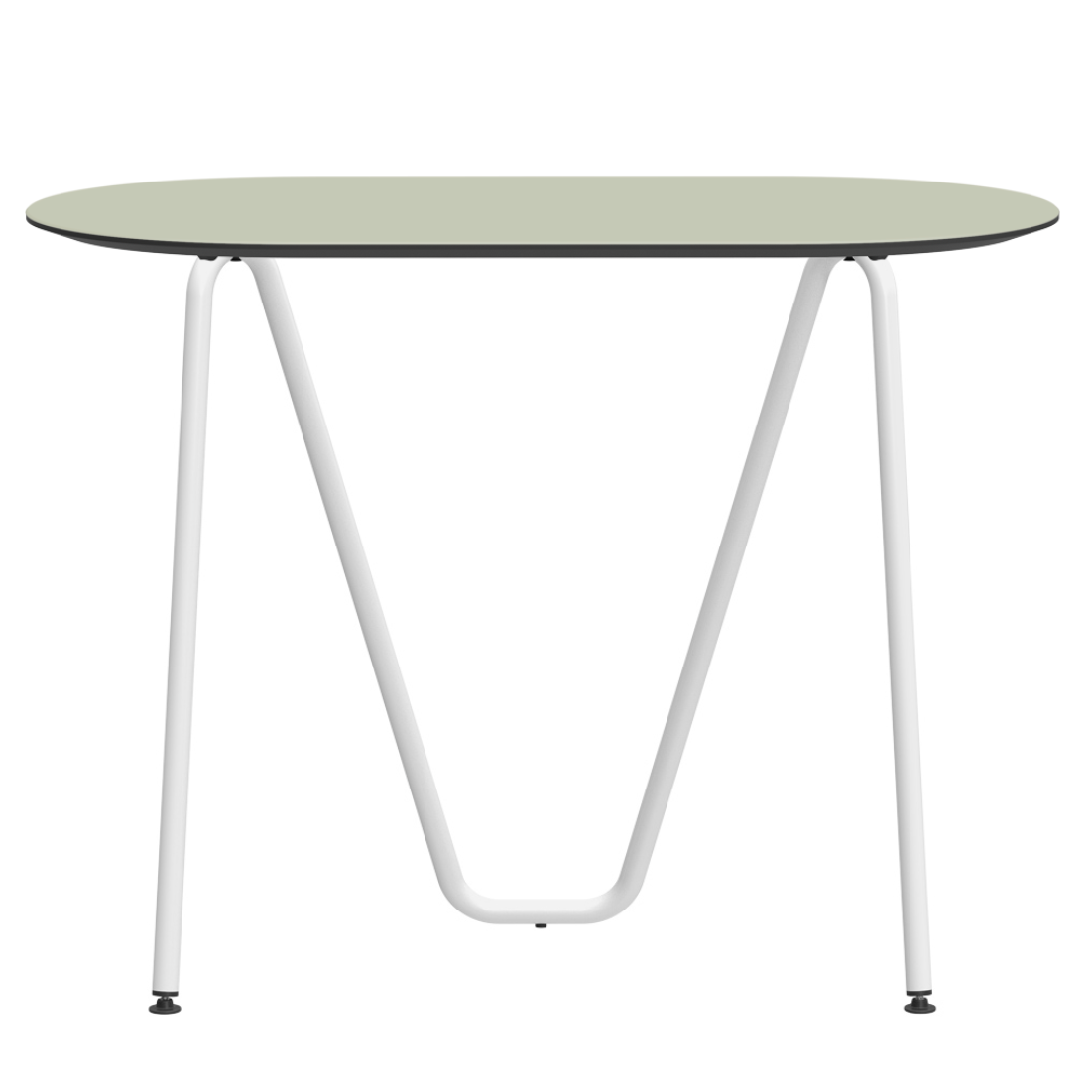 Console bureau d'appoint sur tréteaux Sinus design Daniel Lorch. Pied blanc, plateau couleur pistache