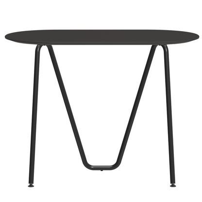 Console bureau d'appoint sur tréteaux Sinus design Daniel Lorch. Pied noir, plateau couleur anthracite