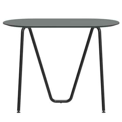 Console bureau d'appoint sur tréteaux Sinus design Daniel Lorch. Pied noir, plateau couleur gris cendre