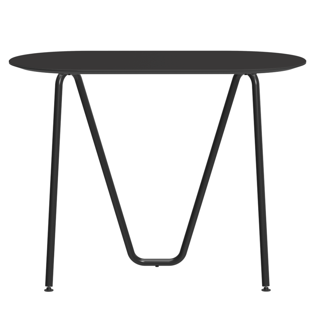 Console bureau d'appoint sur tréteaux Sinus design Daniel Lorch. Pied noir, plateau couleur noire