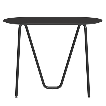 Console bureau d'appoint sur tréteaux Sinus design Daniel Lorch. Pied noir, plateau couleur noire