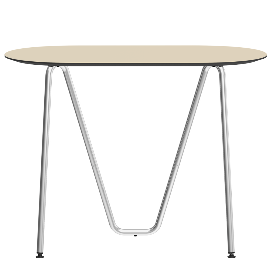 Console bureau d'appoint sur tréteaux Sinus design Daniel Lorch. Pied chrome, plateau couleur perle