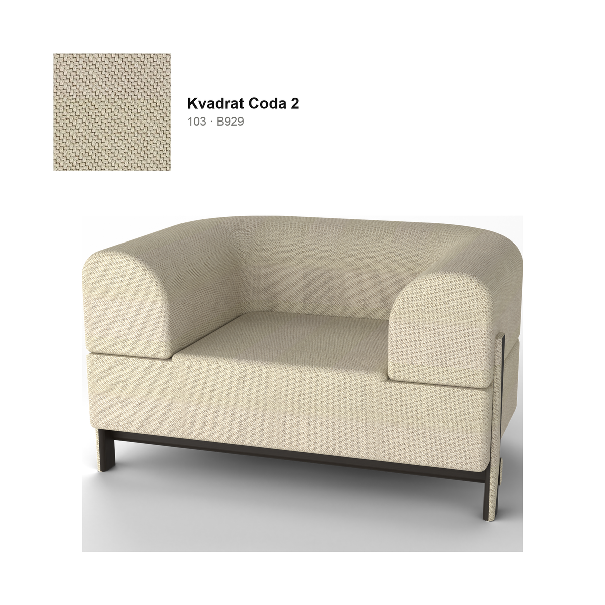 Sillón Elephant 1 plaza, patas de castaño negro, tejido Kvadrat Coda 2 en color 103 | Antifer