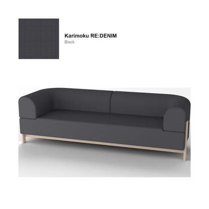 Elephant Sofa 3 plazas — Karimoku New Standard – Castaño natural, RE:DENIM, Black