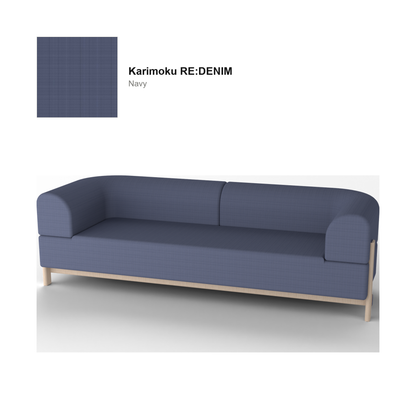 Elephant Sofa 3 plazas — Karimoku New Standard – Castaño natural, RE:DENIM, Navy