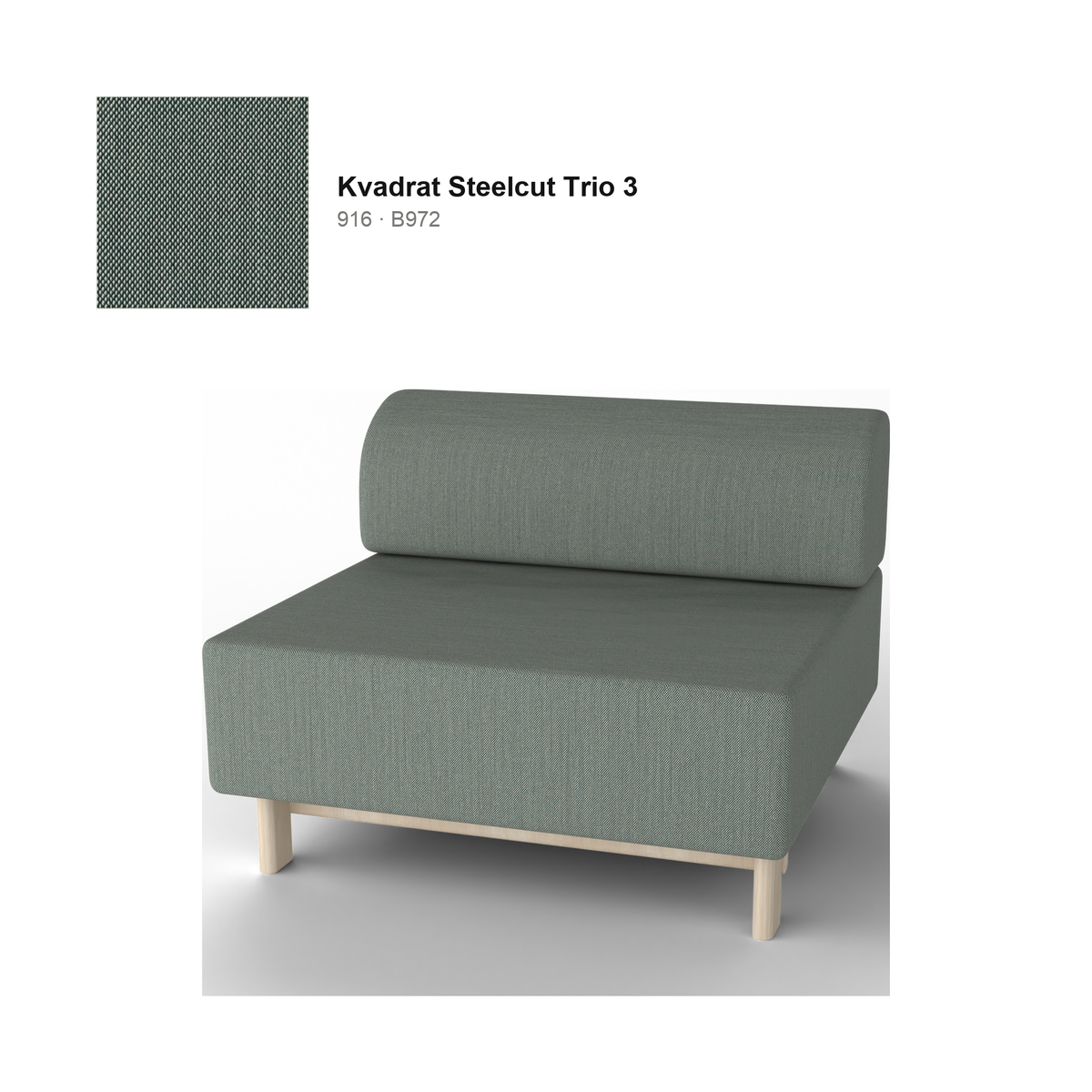 Elephant Sofa 1 plaza Bench — Karimoku New Standard – Castaño natural, Kvadrat Steelcut Trio 3, 916