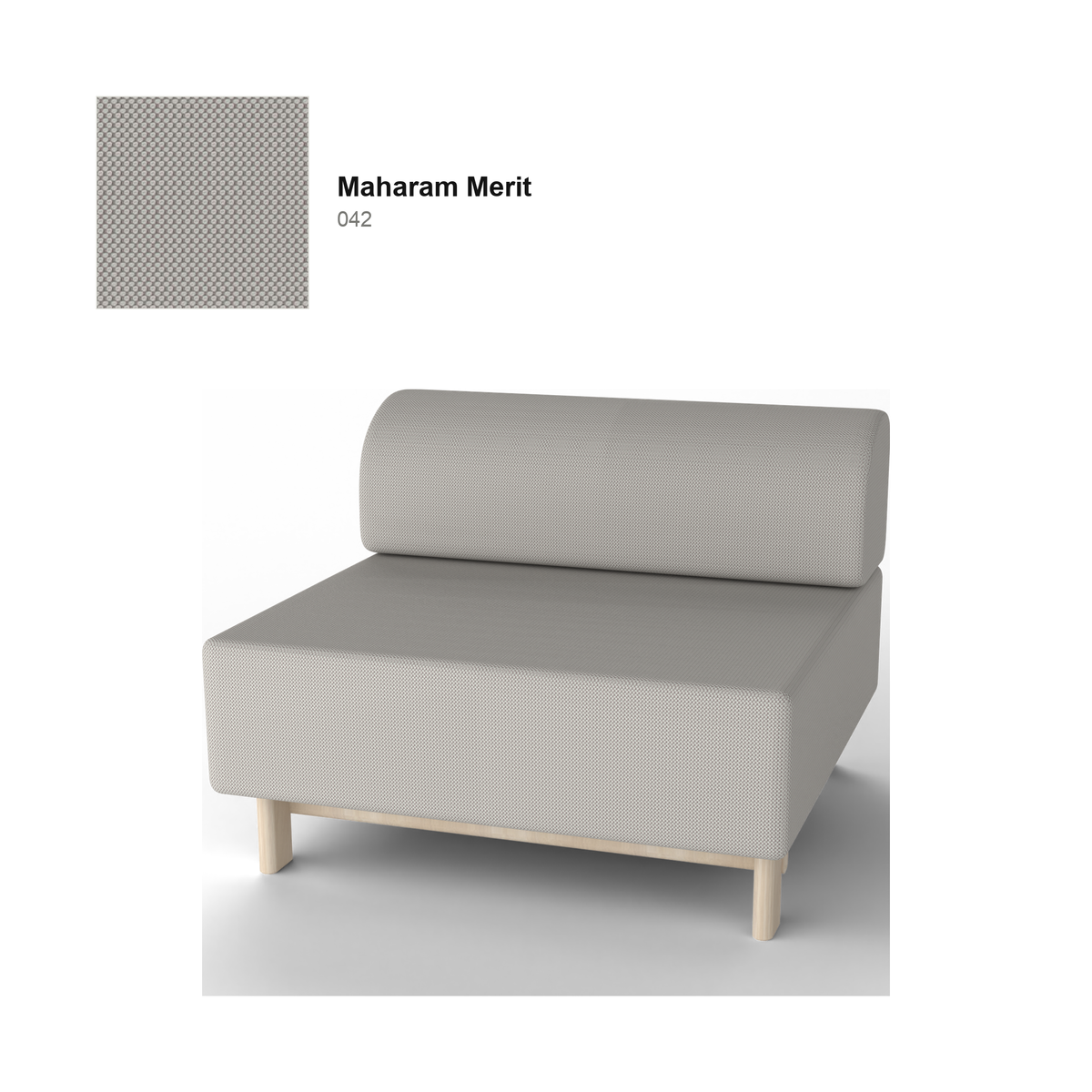 Elephant Sofa 1 plaza Bench — Karimoku New Standard – Castaño natural, Maharam Mode Merit, Merit 042
