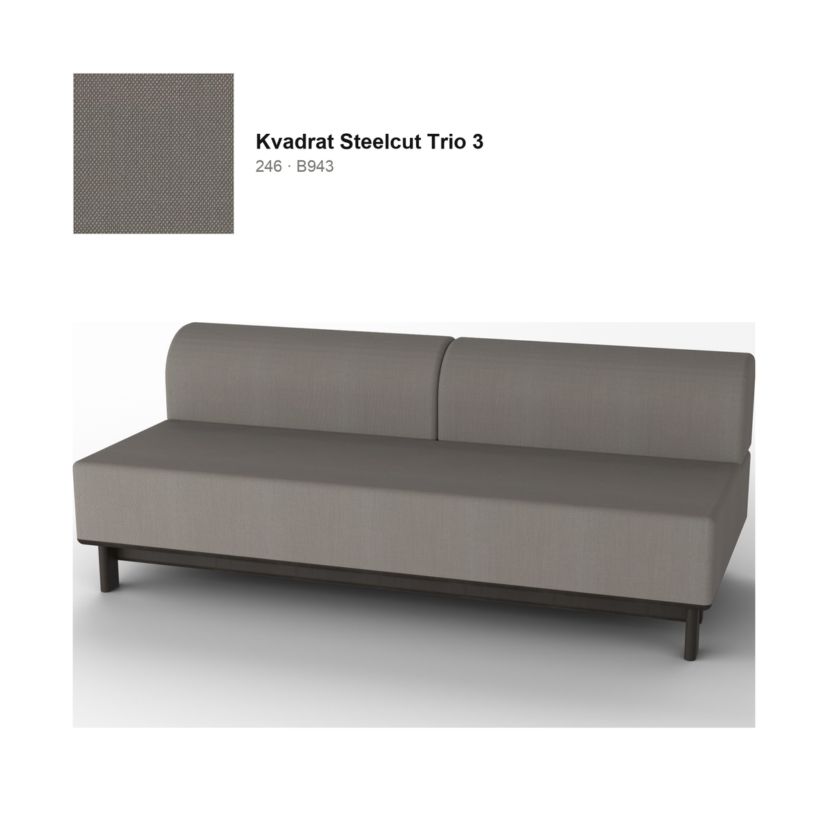Banqueta Elephant 3 plazas, patas de castaño negro, tejido Kvadrat Steelcut Trio 3 en color 246 | Antifer