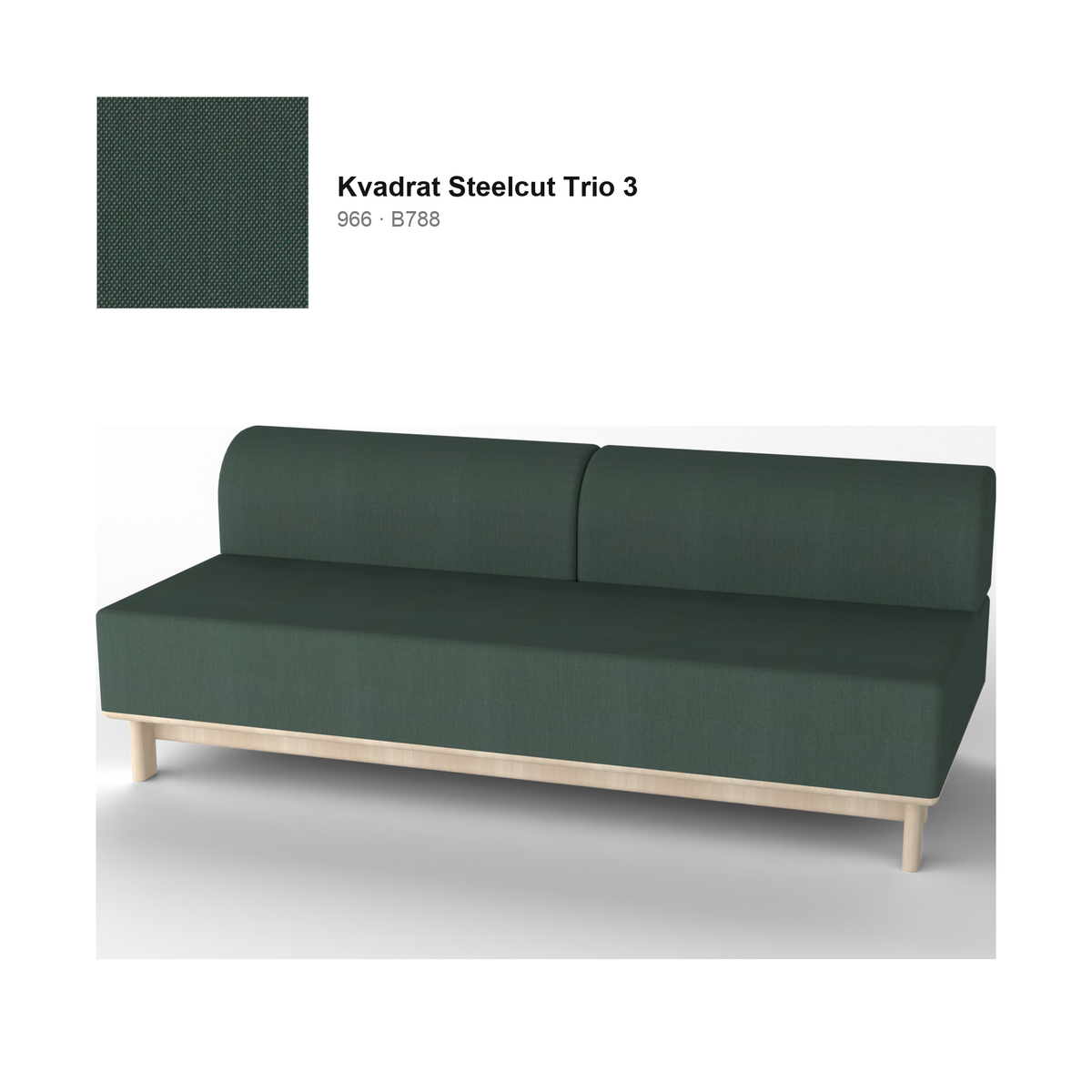 Elephant Sofa 3 plazas Bench — Karimoku New Standard – Castaño natural, Kvadrat Steelcut Trio 3, 966