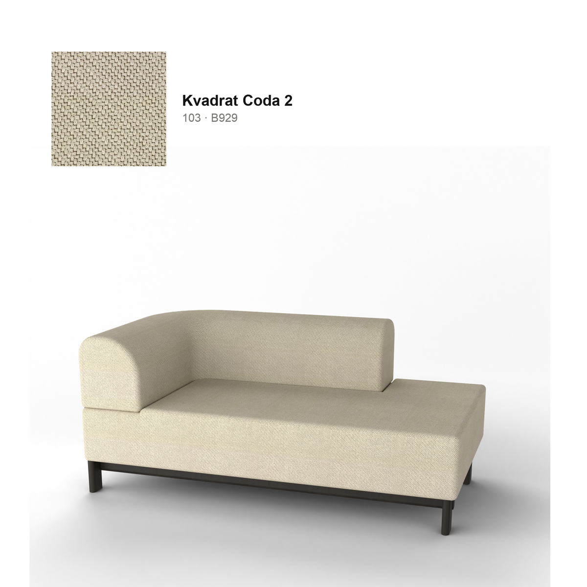 Chaise longue Elephant izquierda, patas de castaño negro, tejido Kvadrat Coda 2 en color 103 | Antifer