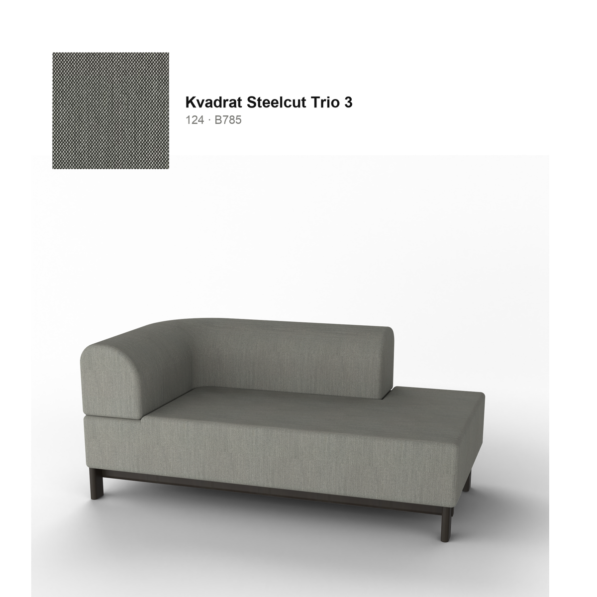 Chaise longue Elephant izquierda, patas de castaño negro, tejido Kvadrat Steelcut Trio 3 en color 124 | Antifer