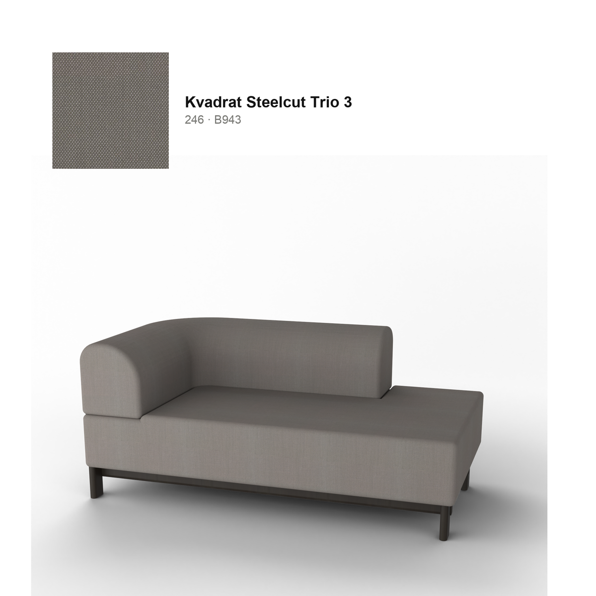 Chaise longue Elephant izquierda, patas de castaño negro, tejido Kvadrat Steelcut Trio 3 en color 246 | Antifer