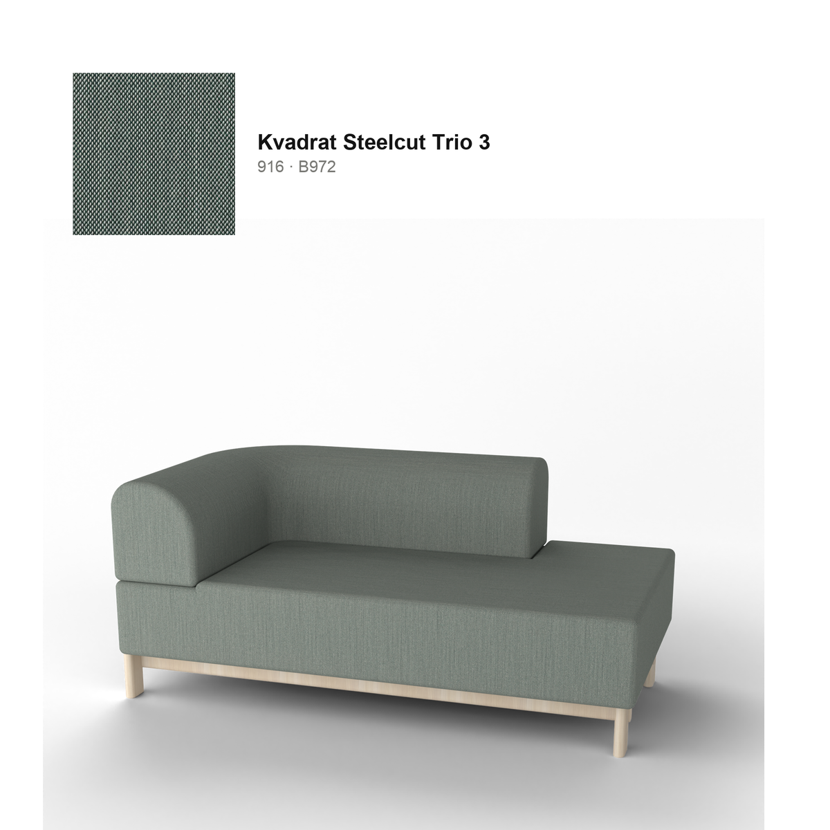 Chaise longue Elephant izquierda, patas de castaño natural, tejido Kvadrat Steelcut Trio 3 en color 916 | Antifer